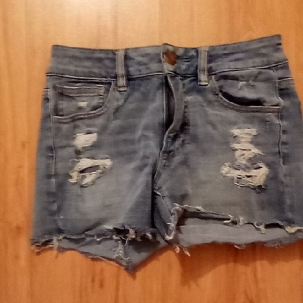 American Eagle Outfitters Distressed Jean Shorts - Blue